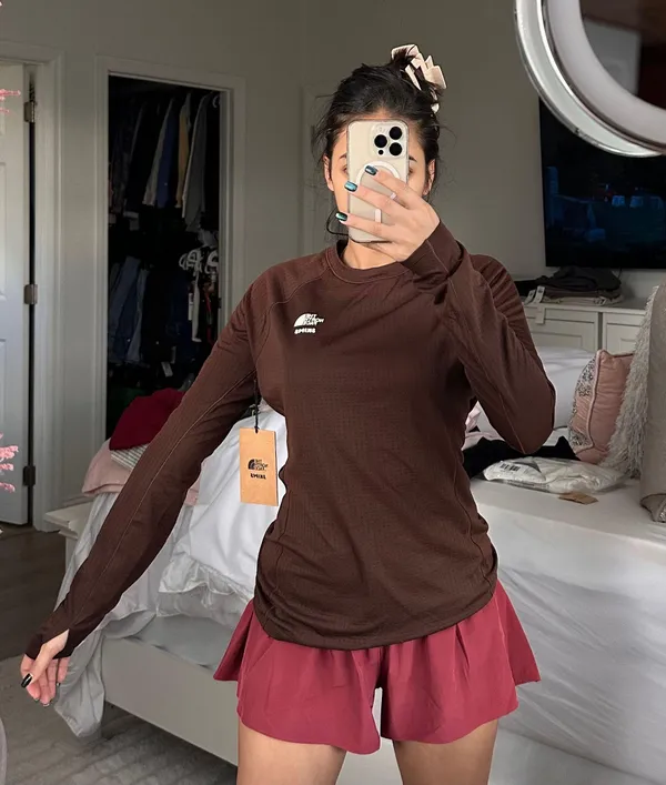 SKIMS THE NORTH FACE X DOTKNIT LONG SLEEVE TOP in cocoa - Image 8