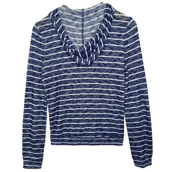 Abercrombie & Fitch Navy Blue White Striped Full Zip Up Long Sleeve Hoodie Sz XS - Image 3