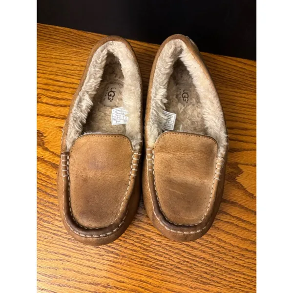 UGG Australia Ansley Moccasin leather sherpa slippers indoor outdoor shoes sz 9 - Image 3