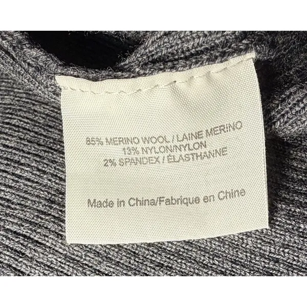 Tory Burch Turtleneck Sweater Gray Large Merino Wool Minimalist Work Office‎ - Image 4