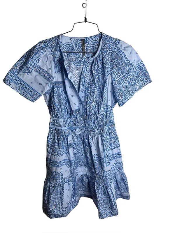 Anthropologie Somerset Mini Dress Blue Scarf Print S - Image 2