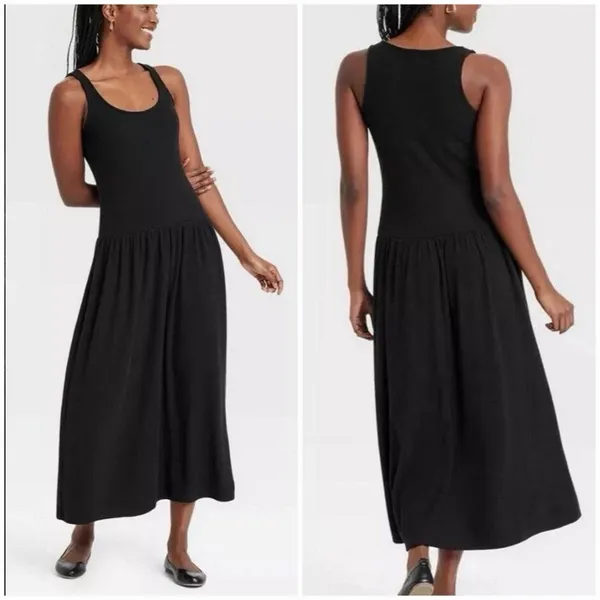 Universal Threads Black Ribbed Sleeveless Drop Waist Maxi Dress Women’s L NWT - Image 4