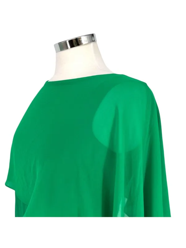 Zara Green Flowy Cape Blouse Layered Design Cut-Out Sleeves Size XS - Image 5