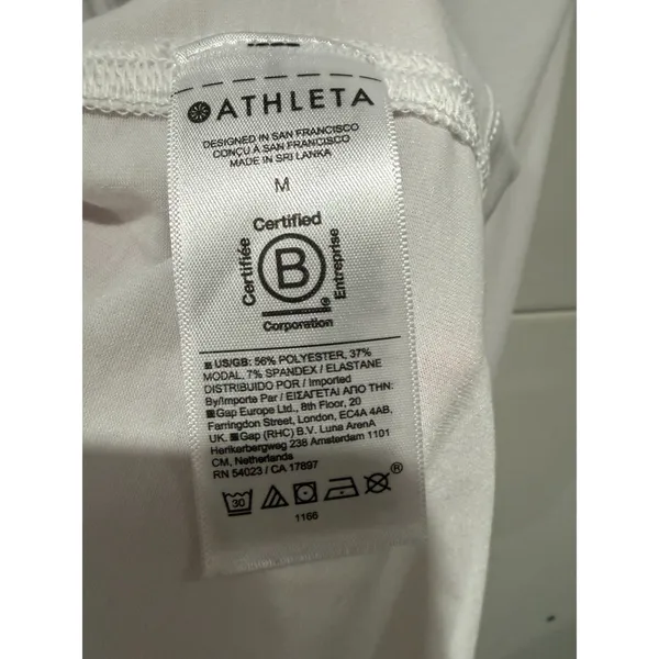 Athleta Womens Essence Away From Body Tee Shirt Sz M White Stretch Short Sleeve - Image 3