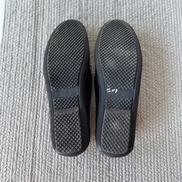Fashion Bug Black Faux Suede Loafers with Whip Stitiching Detail Sz 9 - Image 7