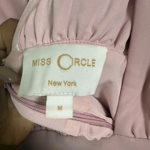 Miss Circle sz M pink plunge fitted mini party‎ dress - Image 4