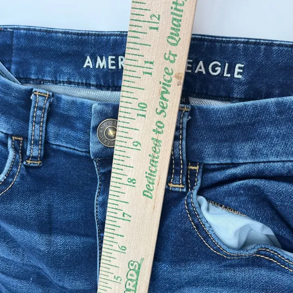 American Eagle Outfitters‎ Curvy Hi Rise Jegging Jeans Dark Wash Ripped Size 6 - Image 9