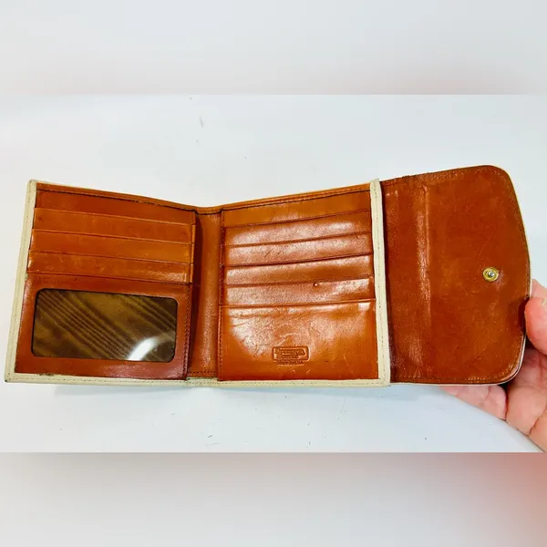 Dooney & Bourke Vintage Wallet, Bone All Weather Leather, British Tan, Kisslock - Image 8