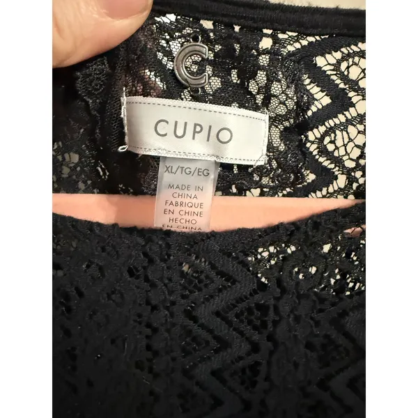 Cupio Black Lace Yoke Flowy Long Sleeve Top XL Witchy Soft Gothic Romantic‎ Boho - Image 5