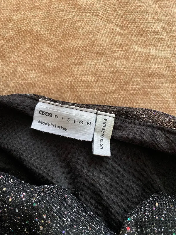 ASOS Sparkly Black Strapless Crop Top - Image 4