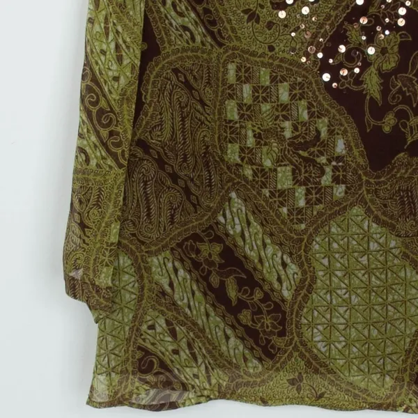 Bob Mackie Womens Art To Wear Silk V Neck Sequin Top‎ Size 14 3/4 Sleeve Office - Image 3