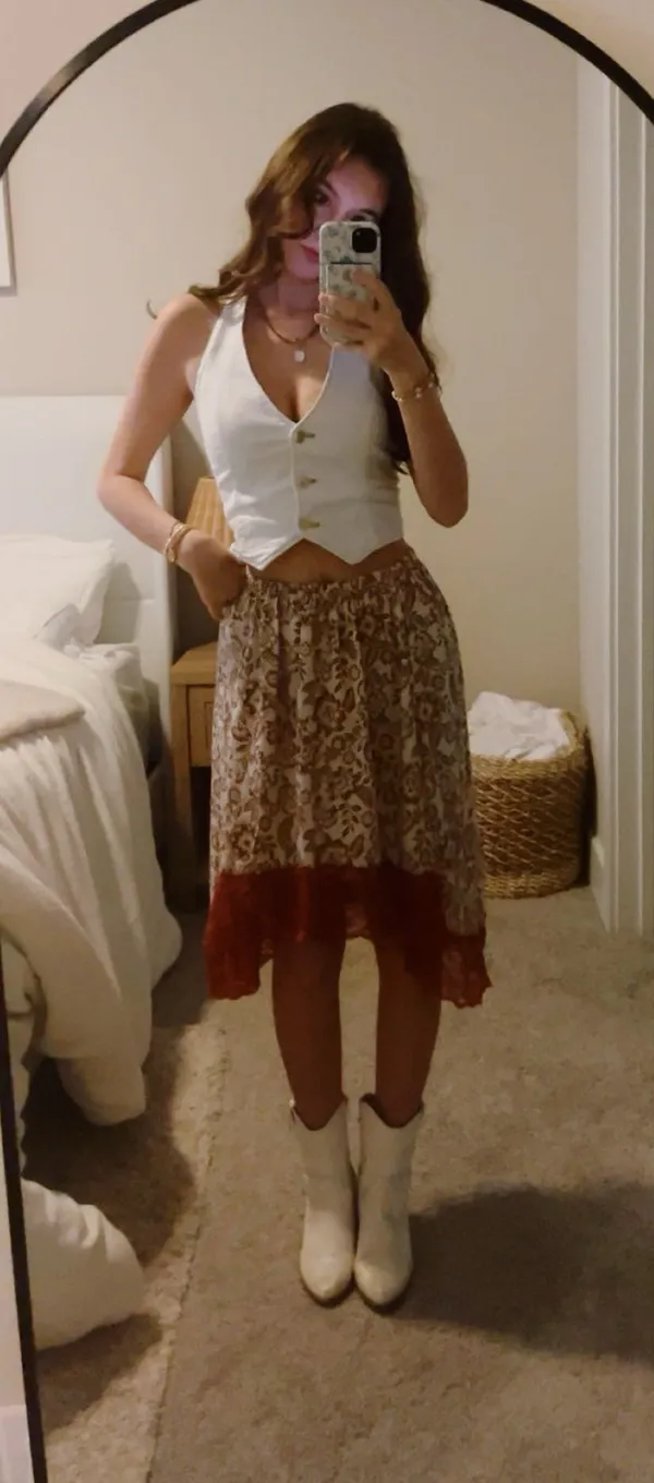Zara White Denim Vest Top - Image 2