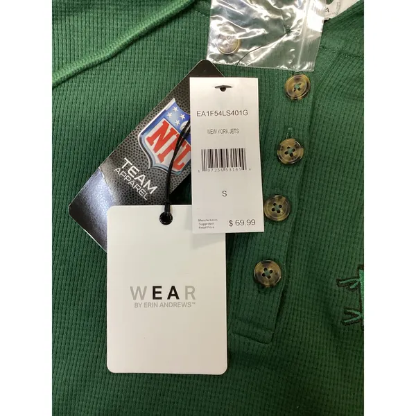 WEAR by Erin Andrews New York Jets Green Waffle Knit Henley Hoodie EA1F54LS401G - Image 3