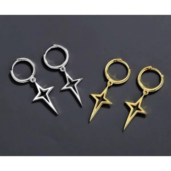 NEW Gold Star Dangle Hoop Earrings | Yellow Gold Over‎ 925 Sterling Silver - Image 5