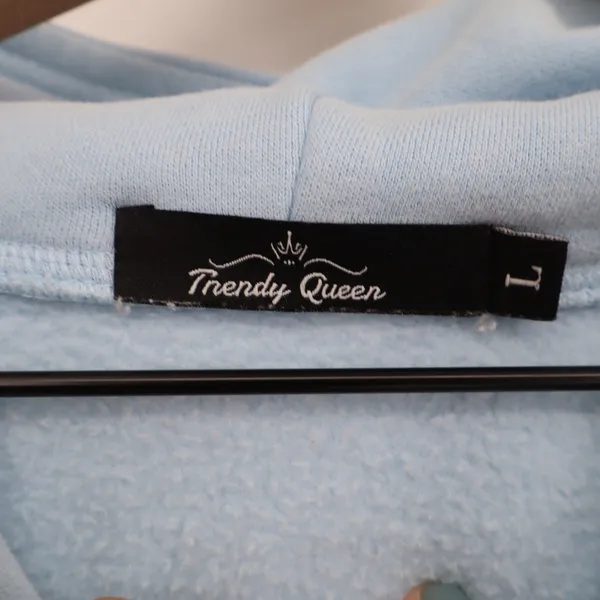Trendy Queen Hoodie Women's L Light Blue See The Good Graphic Good - Image 2