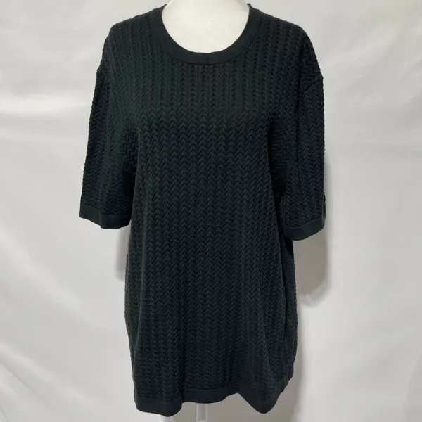 Abercrombie & Fitch Cable Knit Short Sleeve Sweater Tee Faded Black Size Large - Image 2