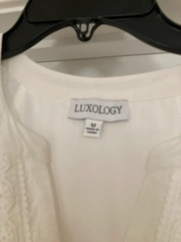Luxology White Button-Front Midi Dress with Flutter Sleeves - Image 3