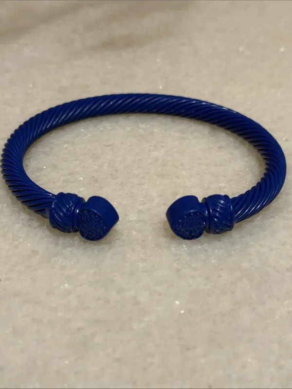 Plunder Cobalt Blue Twisted Cable Open Cuff Bracelet New - Image 2