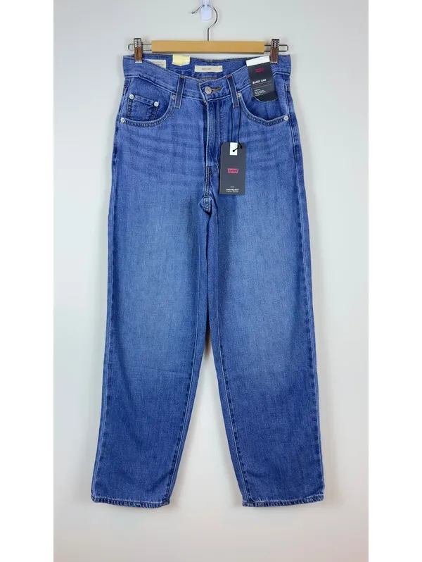 Levi’s Premium Baggy Dad Lightweight Linen Denim Jeans Heavy Check 25x30 NWT - Image 3