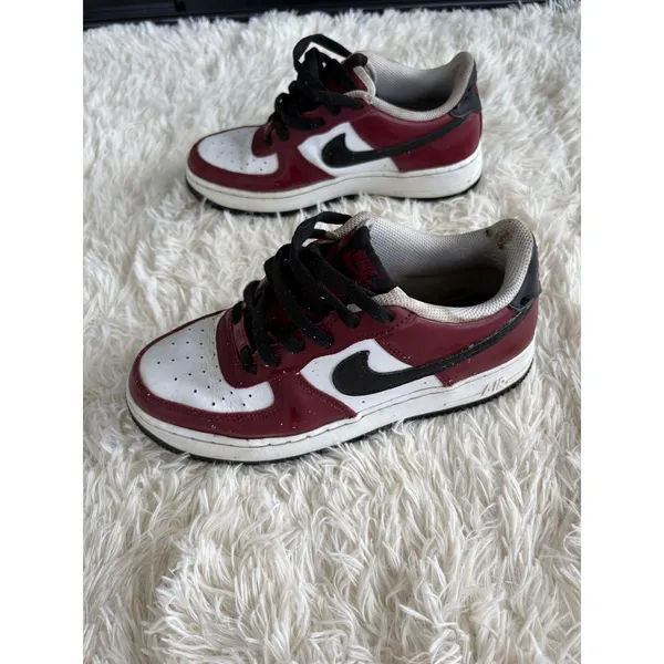Nike Air Force 1 AF1 Burgundy Red Black White Low Top Sneakers‎ Shoes 6.5 - Image 6