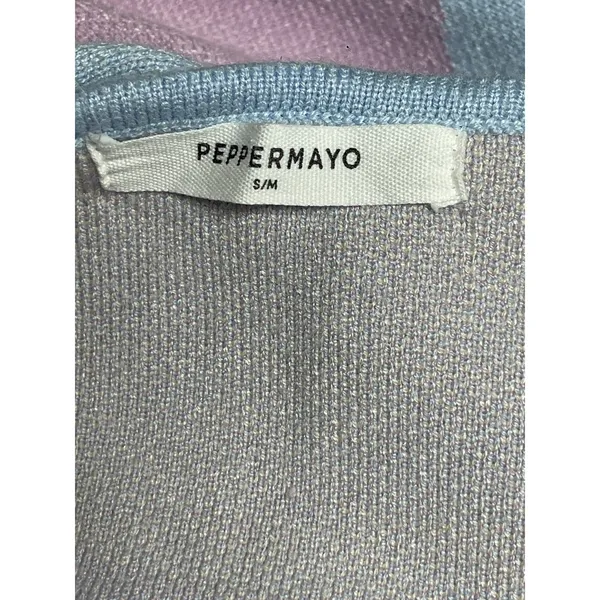 Peppermayo Multicolor Pastel Halter Sleeveless V Neck Mini Bodycon Dress Sz S/M - Image 3
