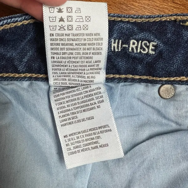 American Eagle Vintage Hi Rise Jeans Womens 12S Short Denim Blue Button Fly‎ - Image 8