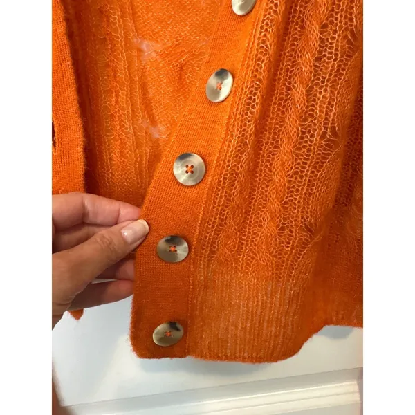 Free People Moon Sky Alpaca Cardigan Orange Zest Size L NWT‎ - Image 7