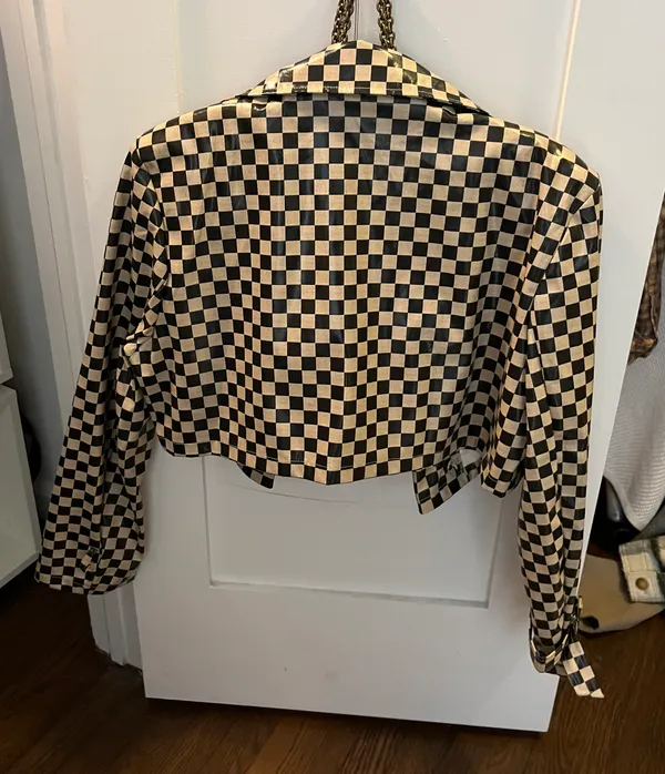 Vintage Checkered Pleather Jacket Multiple - Image 4
