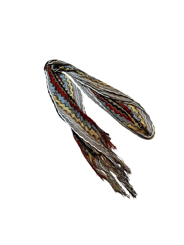 Missoni Zig Zag Chevron Multi Purpose Scarf Belt Head Wrap Boho Fringe - Image 5