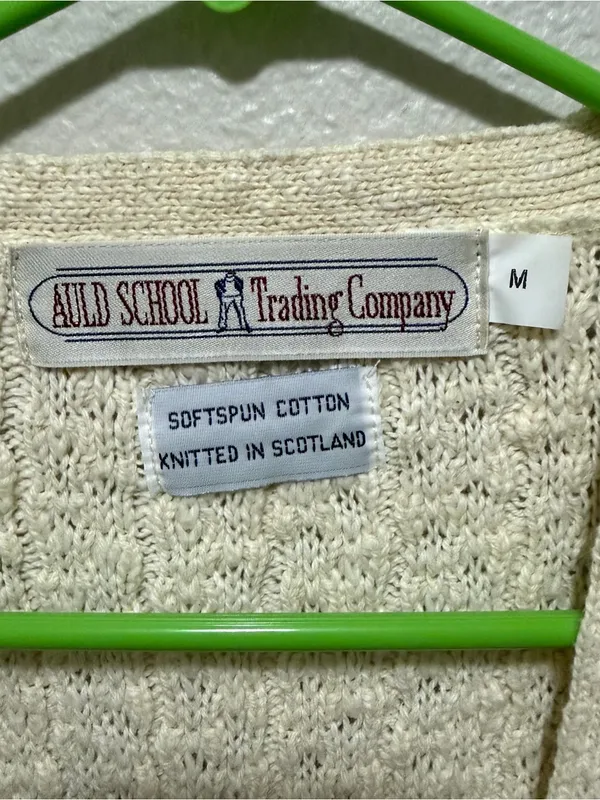 Auld School Trading Company Softspun Cotton Cardigan Cream Medium - Image 3