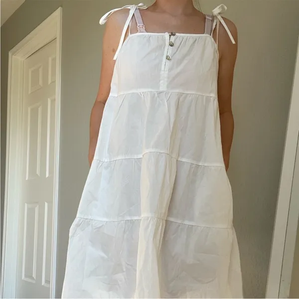 Lena White Tiered Avery Dress - Image 3