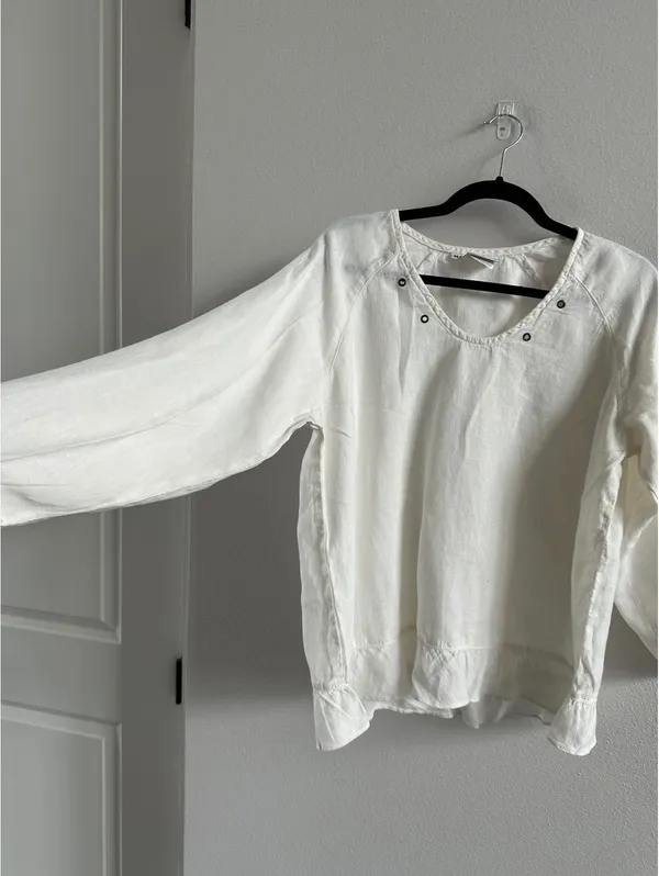 Hot Cotton Women's White Blouse Linen - Image 2
