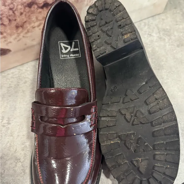 Dirty Laundry Burgundy Patent Faux Leather Chunky Heeled Loafers Women’s Sz 10 - Image 7