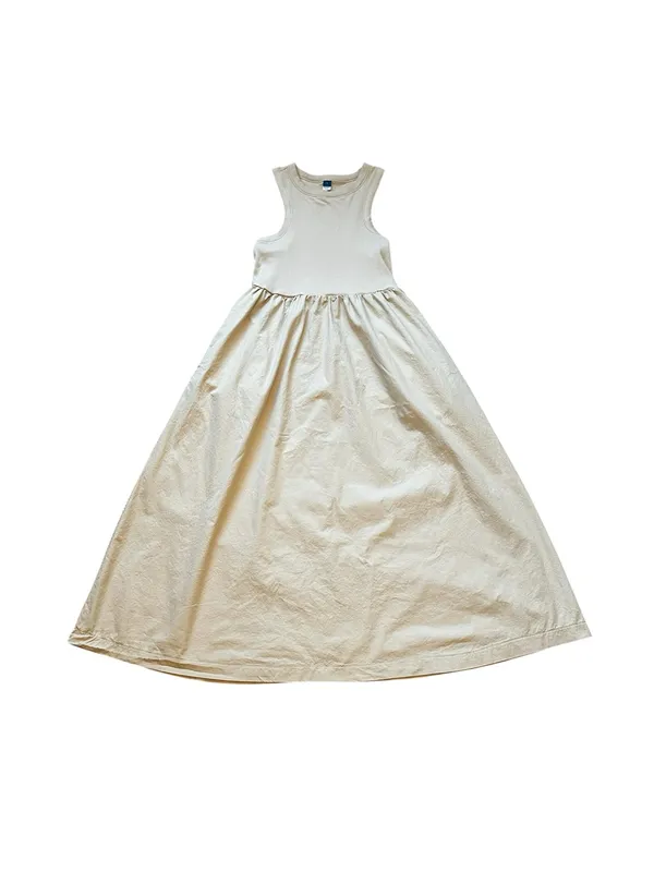 Old Navy Fit & Flare Midi Dress Sleeveless Mixed Media Summer Casual - Image 2