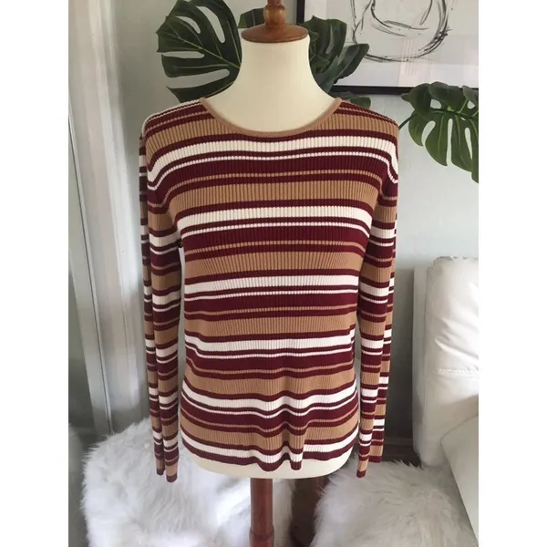 Casual Corner Annex Women’s Striped Lightweight Sweater Size Large - Image 7