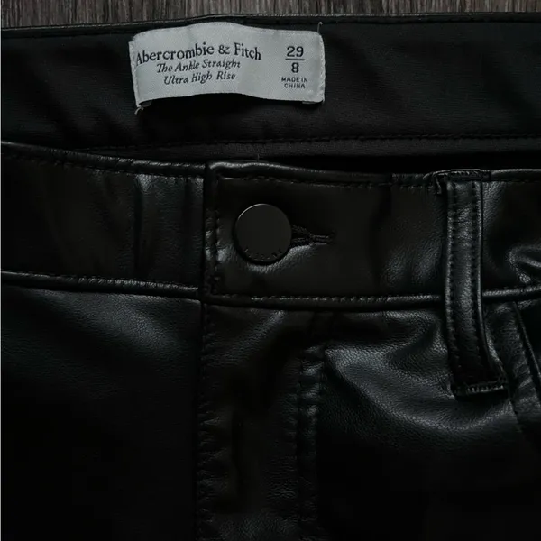 Abercrombie & Fitch Curve Love Vegan Leather Ankle Straight Pant - Image 5
