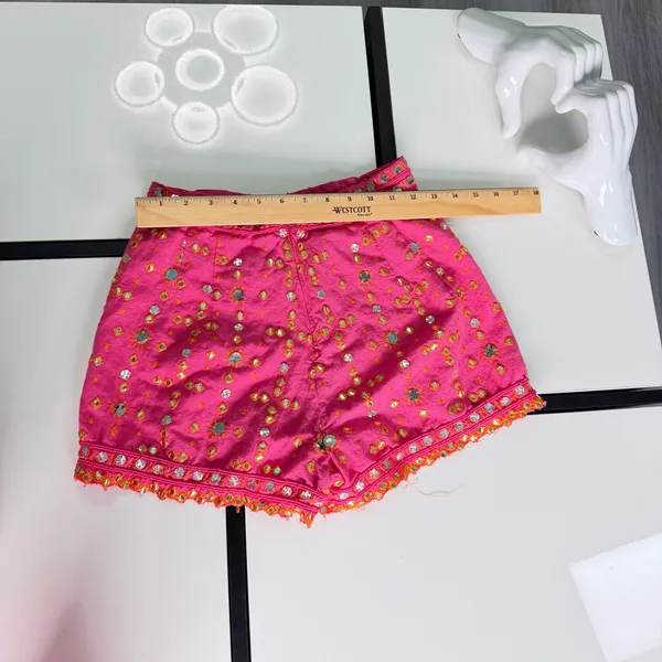 ✨ ZARA Fuchsia Pink Mirror Embroidered Shorts - Boho Festival High-Waisted Size S - Image 8