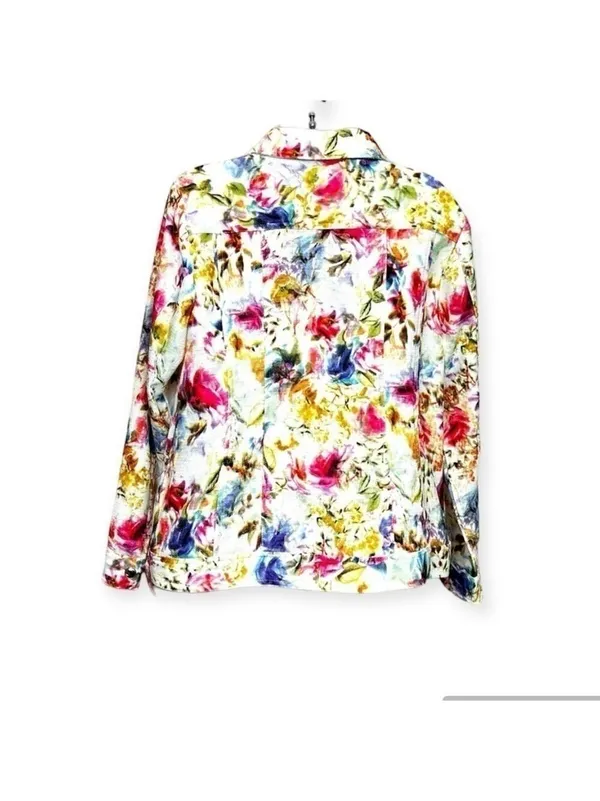 Christopher & Banks fully Zipped Multicolored Floral Jacket Size L - Image 2