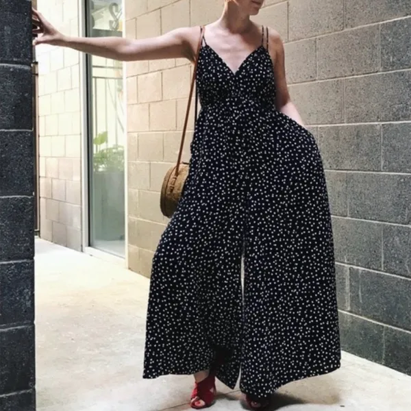 Anthropologie Maeve Finley Polka Dot Wide Leg Jumpsuit | Size 14 - Image 3