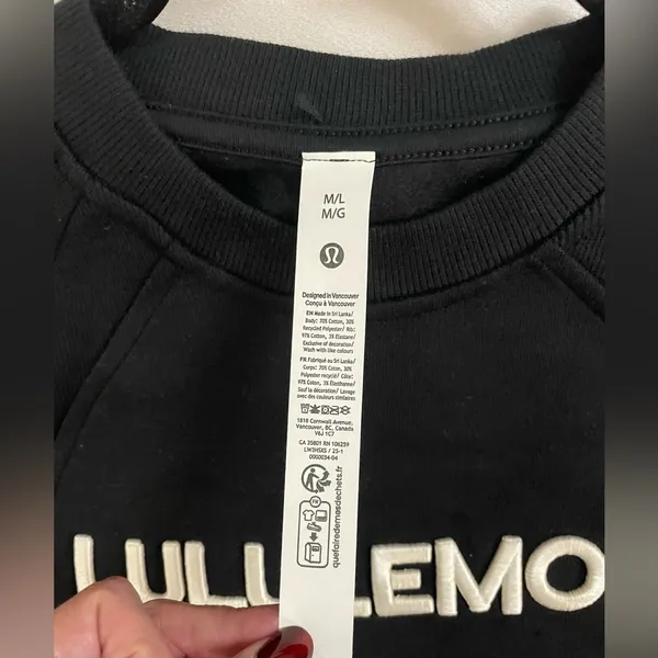 Lululemon NWT Scuba Oversized Pullover Wordmark Black Light Ivory Size M L - Image 10