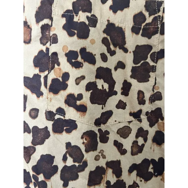 Gap Perfect Shirt SMALL Button Up Animal Print Brown Twee Coquette - Image 5