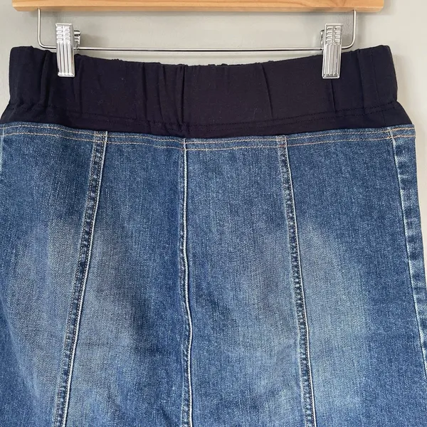 GAP Maternity Vtg. Denim Skirt Knee Length Cotton Blue Cottagecore Size XXS - Image 6