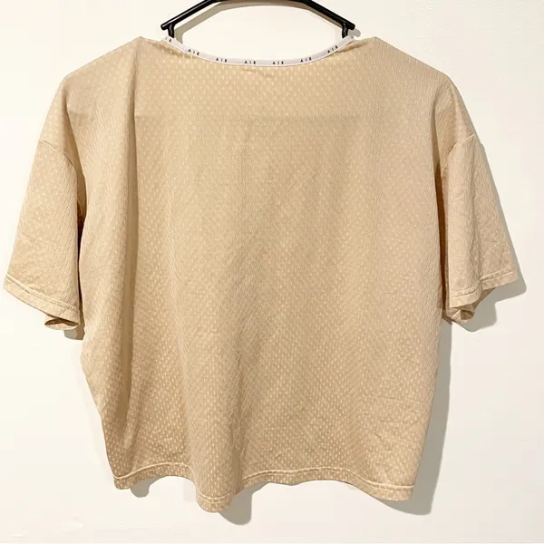Nike Women's Medium Air‎ Beige White Short Sleeve Running Crop Top CJ1870-287 - Image 5
