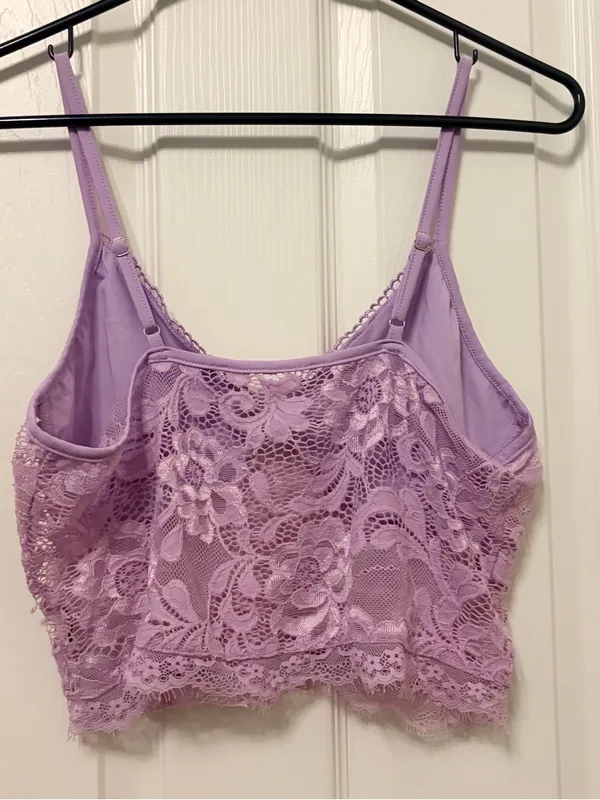 Lavender Lace Bralette Cami with Adjustable Straps Purple - Image 4