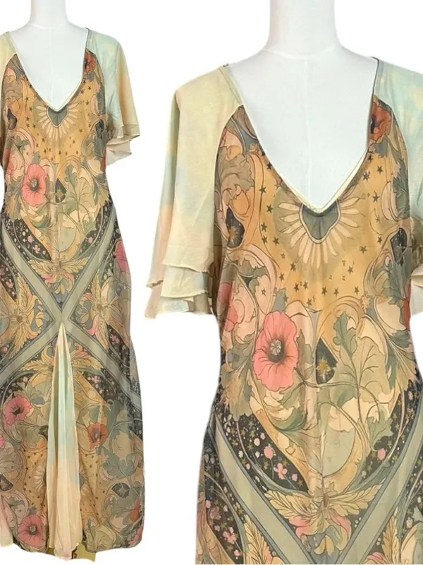 Free People Bohemian Witchy Celestial Nights Maxi Dress in Fairy Combo XL - Image 9