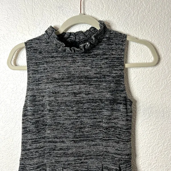 Ganni Anthropologie Pinnacle Tweed Knitted Ruffle Mock Neck Dress Medium - Image 6