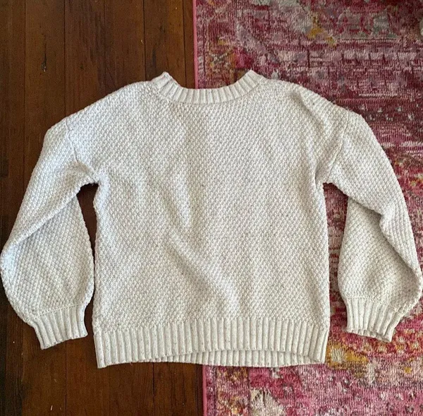 Francesca's Off White Chunky Knit Sweater - Image 3