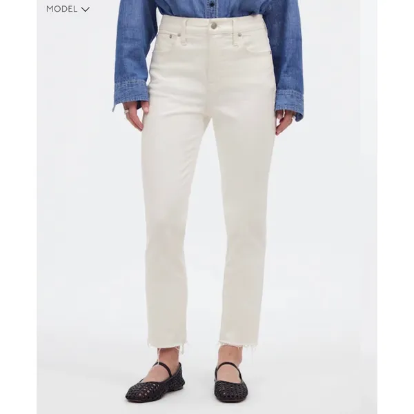 Madewell The Perfect Vintage Jean Womens 24 Tile White‎ Raw Hem High Rise Denim - Image 2