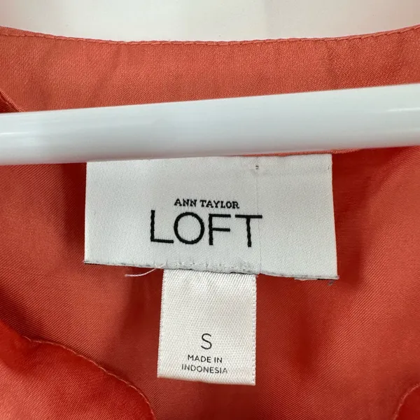 Loft Size Small Blouse‎ Orange Sleeveless Ruffle Front Preppy Workwear Casual - Image 3