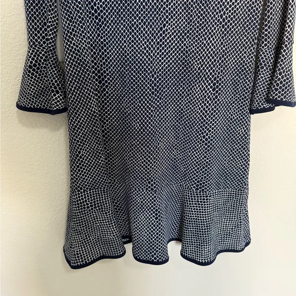 MICHAEL Michael Kors Graph Mamba Flounce Dress Small Navy White Bell Sleeve - Image 4